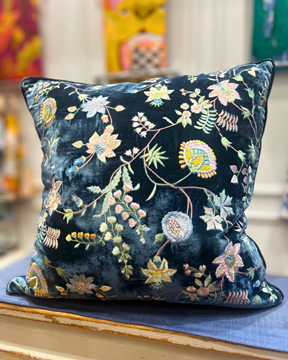 Picture of MADAME BOVARY: Indigo Silk & Velvet Cushion