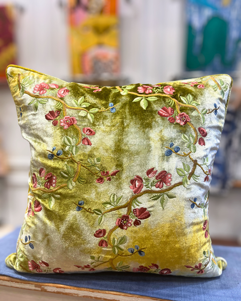 Picture of BLOSSOM: Shaded Mint Silk & Velvet Cushion (SOLD)