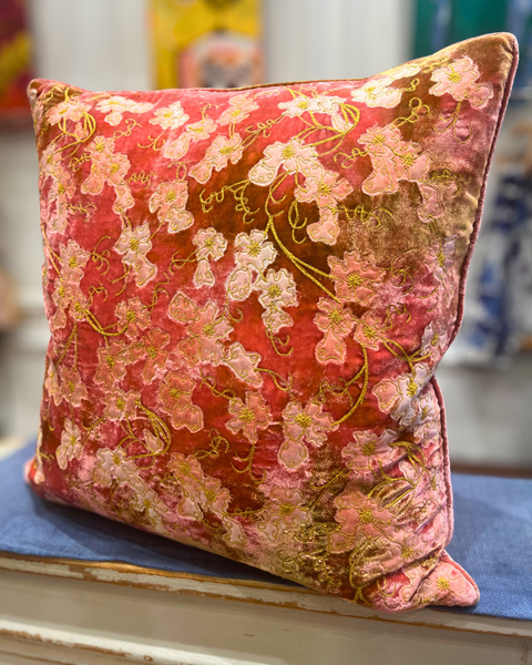 Picture of AZURA: Shaded Light Rouge Silk & Velvet Cushion (SOLD)